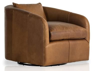 Four Hands Kensington Topanga Swivel Brown Leather Accent Chair FS106008018