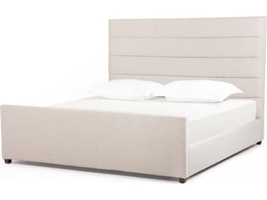 Four Hands Easton Daphne Cambric Ivory Almond White Parrawood Upholstered King Platform Bed FS106045198