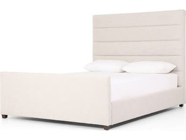 Four Hands Easton Daphne Cambric Ivory Almond White Parrawood Upholstered Queen Platform Bed FS106045199