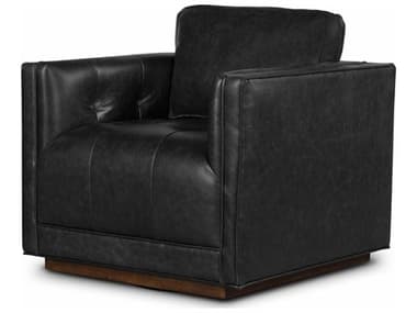 Four Hands Easton Kiera Swivel 32" Black Leather Club Chair FS106065015
