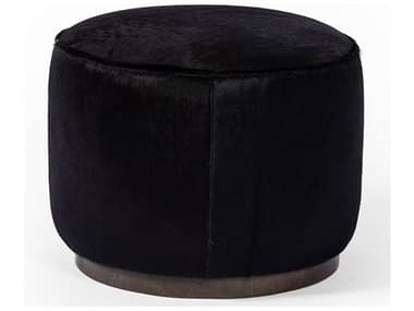 Four Hands Westgate Sinclair Dark Hair on Hide Leather Round Ottoman FS106074015