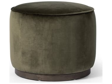 Luxecor Globetrotter Sinclair Surrey Olive Upholstered Round Ottoman LXCGLB30947