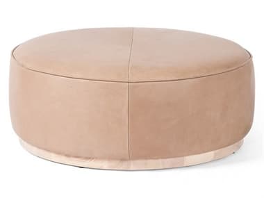 Four Hands Westgate Sinclair 36" Distressed Natural Palermo Butterscotch Brown Leather Upholstered Ottoman FS106119005