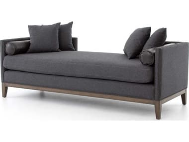 Four Hands Kensington 83" Felt Charcoal Toffee Vintage Black Gray Fabric Upholstered Chaise FS106142007