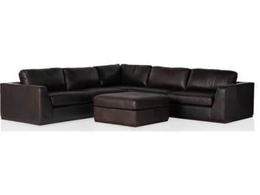 Four Hands Centrale 129" Wide Brown Leather Upholstered Sectional Sofa FS107270016