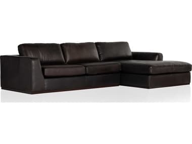 Four Hands Centrale 129" Wide Brown Leather Upholstered Sectional Sofa FS107271023