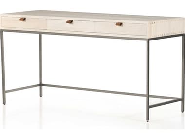 Four Hands Fulton Natural Iron / Dove Poplar / Toffee Leather Writing Desk FS107317004
