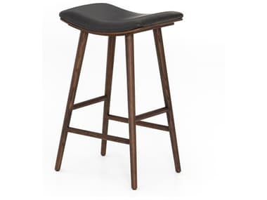 Four Hands Wallis Union Distressed Black Upholstered Bar Stool FS107656017