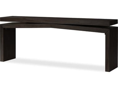 Luxecor Globetrotter Matthes Smoked Black Veneer Rectangular Oak Wood Console Table LXCGLB30990