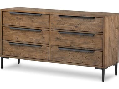 Four Hands Wyeth 6-Drawers Brown Pine Wood Double Dresser FS108383006