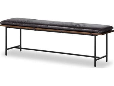 Four Hands Ashford Gabine Sonoma Black Leather Accent Bench FS108422003