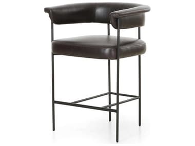 Four Hands Grayson Carrie Leather Upholstered Sonoma Black Matte Counter Stool FS108498009
