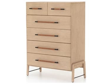 Four Hands Filmore 36" Wide 6-Drawers Yucca Oak Chaps Sand Gunmetal Brown Wood Accent Chest FS108708002