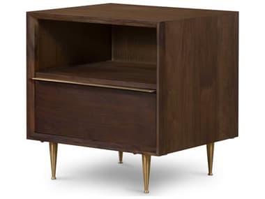 Four Hands Collins Dark Walnut / Polished Brass One-Drawer Nightstand FS108737001