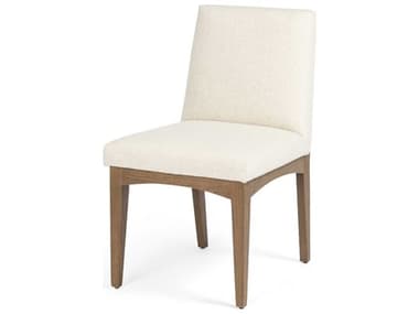Four Hands Wells Elsie Oak Wood White Fabric Upholstered Side Dining Chair FS108922002