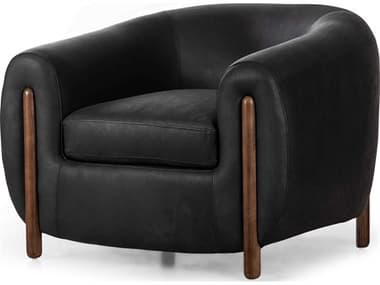 Four Hands Caswell Lyla 38" Black Leather Accent Chair FS108950020
