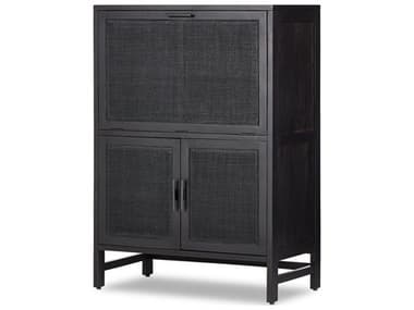 Four Hands Leighton Caprice Black Wash Mango  Wood Bar Cabinet FS109084004