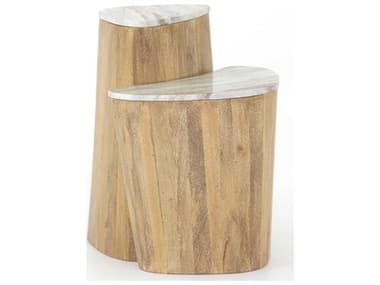 Four Hands Merritt Myla Nesting 12" Marble Sun Washed Mango Stormy Taupe End Table FS109144004