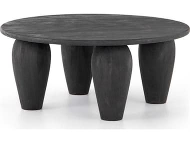 Four Hands Maya Maricopa 38" Round Wood Dark Totem Coffee Table FS109356001