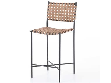 Four Hands Sevilla Garza Leather Upholstered Natural Gunmetal Counter Stool FS223601004