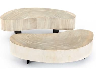 Four Hands Wesson Avett Wood Gunmetal Bleached Guanacaste Oyster Coffee Table FS223615001