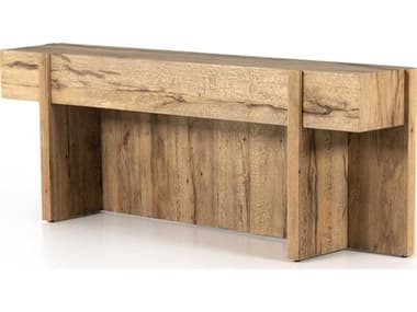 Four Hands Wesson Bingham 78" Rectangular Wood Rustic Oak Veneer Console Table FS223621002