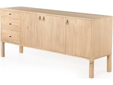 Four Hands Fulton Dry Wash Poplar / Natural Iron / Toffee Leather Sideboard FS223759001