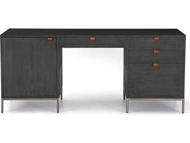 Four Hands Fulton Trey Black Poplar Wood Executive Desk FS223816002
