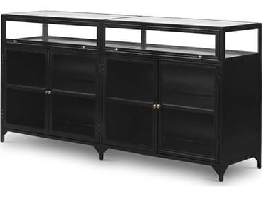 Four Hands Belmont Shadow Box 70'' Black Weathered Bronze Clear Glass Tempered Sideboard FS223966001