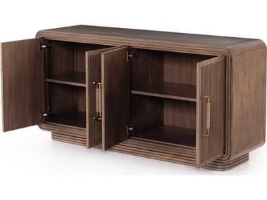 Four Hands Tracey Boyd Stark 65" Mahogany Wood Warm Espresso Veneer Light Antique Brass Sideboard FS224318001