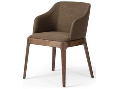 Four Hands Townsend Bryce Solid Wood Brown Fabric Upholstered Arm Dining Chair FS224384004