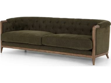 Four Hands Kensington Ellsworth 91" Sutton Olive Distressed Natural Green Fabric Upholstered Sofa FS224510001