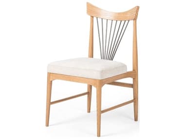 Four Hands Townsend Solene Solid Wood Brown Fabric Upholstered Side Dining Chair FS224555002