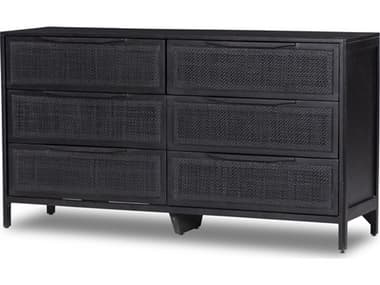 Four Hands Prescott Sydney Black Cane Mango Wood 6 Drawer Dresser FS224923008