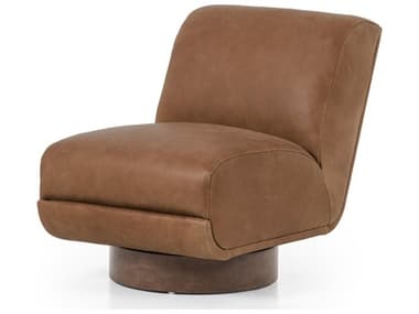 Four Hands Kensington Bronwyn Swivel Brown Leather Accent Chair FS225264003