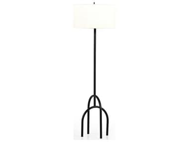 Four Hands Asher 63" Tall Matte Black Light Beige Floor Lamp FS225909001