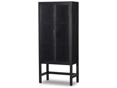 Four Hands Leighton Caprice Black Natural Cane Mango Wood Narrow Cabinet FS225960003