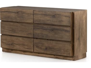 Four Hands Bina Perrin 60" Wide 6-Drawers Brown Oak Wood Double Dresser FS226022001