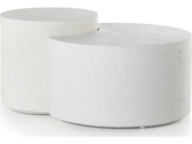 Four Hands Constantine Meza 39" Concrete Textured White Nesting Coffee Tables FS226313001