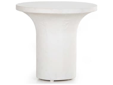 Four Hands Constantine Parra 20" Round Plaster Molded Concrete White End Table FS226316001