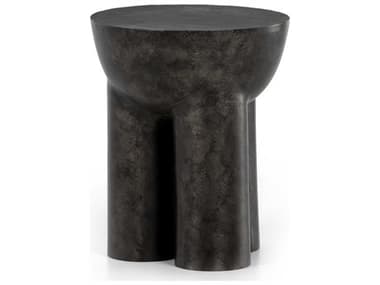 Four Hands Marlow Sante 16" Round Metal Raw Black End Table FS226639001