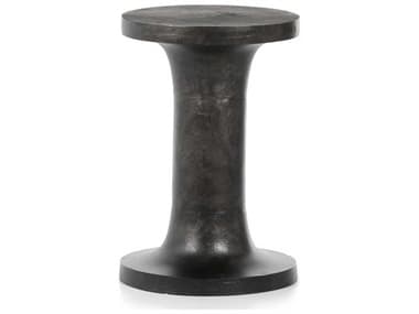 Four Hands Marlow Gino 13" Round Metal Raw Black End Table FS226683001