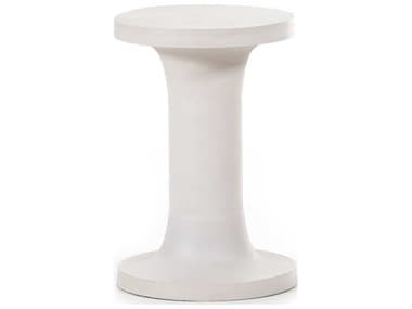 Four Hands Marlow Gino 13" Round Metal Textured Matte White End Table FS226683002