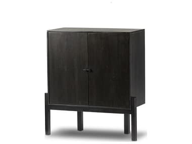 Four Hands Merritt Reza Worn Black Parawood Acacia Wood Bar Cabinet FS226999002