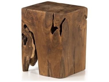 Four Hands Duvall Teak Square Stool Aged Natural Teak Stool FS227026003