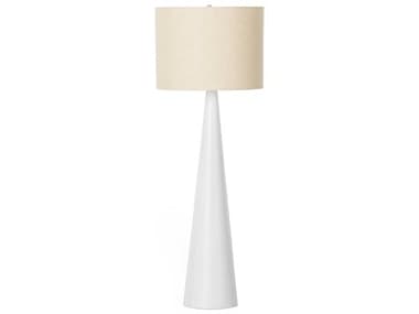 Four Hands Asher 55" Tall Matte White Cast Aluminum Light Beige Floor Lamp FS227540002