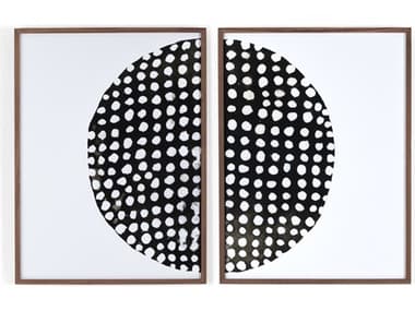 Four Hands Art Studio Global Disco Diptych, Black by Jess Engle Walnut  Canvas Wall Art FS227601003