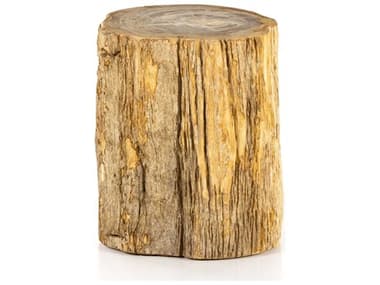 Four Hands Palu Riker 11" Round Dark Petrified Wood End Table FS227731001