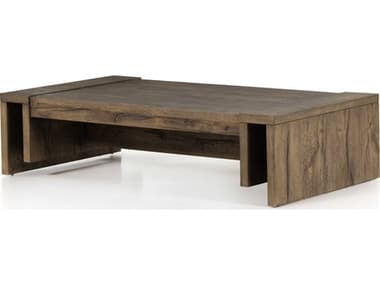 Four Hands Bina Beam 60" Rectangular Wood Rustic Fawn Veneer Coffee Table FS228119002