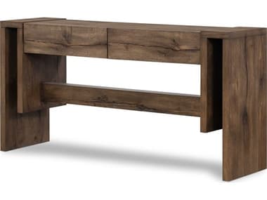Four Hands Bina Beam 63" Rectangular Wood Rustic Fawn Veneer Console Table FS228125002